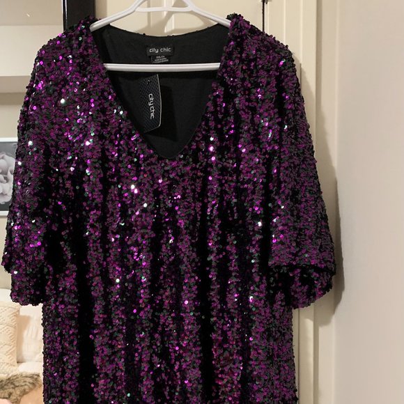 City Chic Plus Size Sequin Dress - Sz XXL - Picture 2 of 4